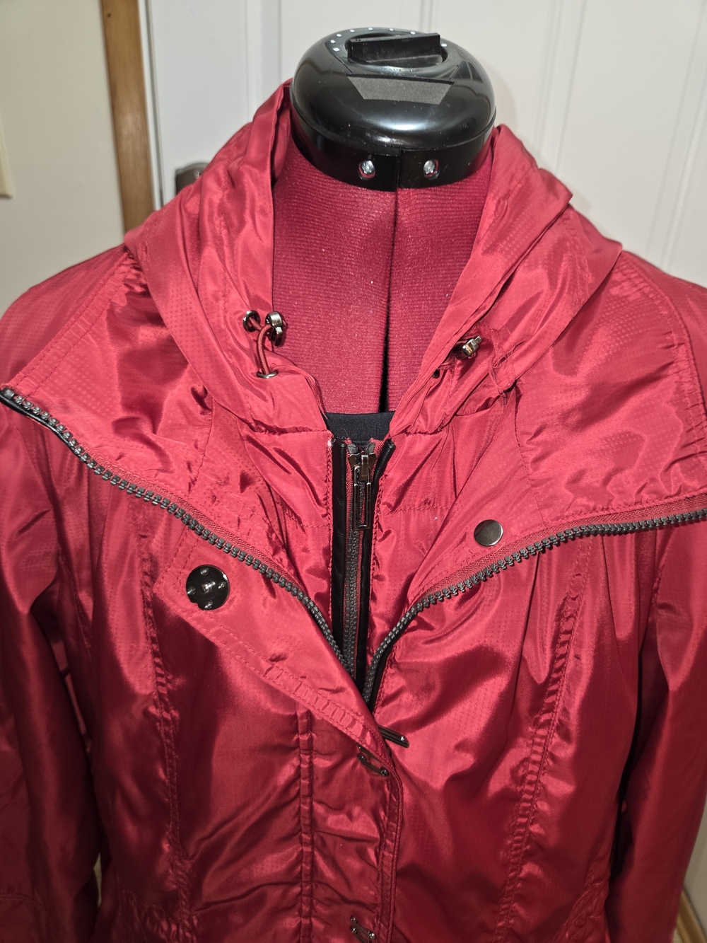 Women's Red Hooded Windbreaker Jacket